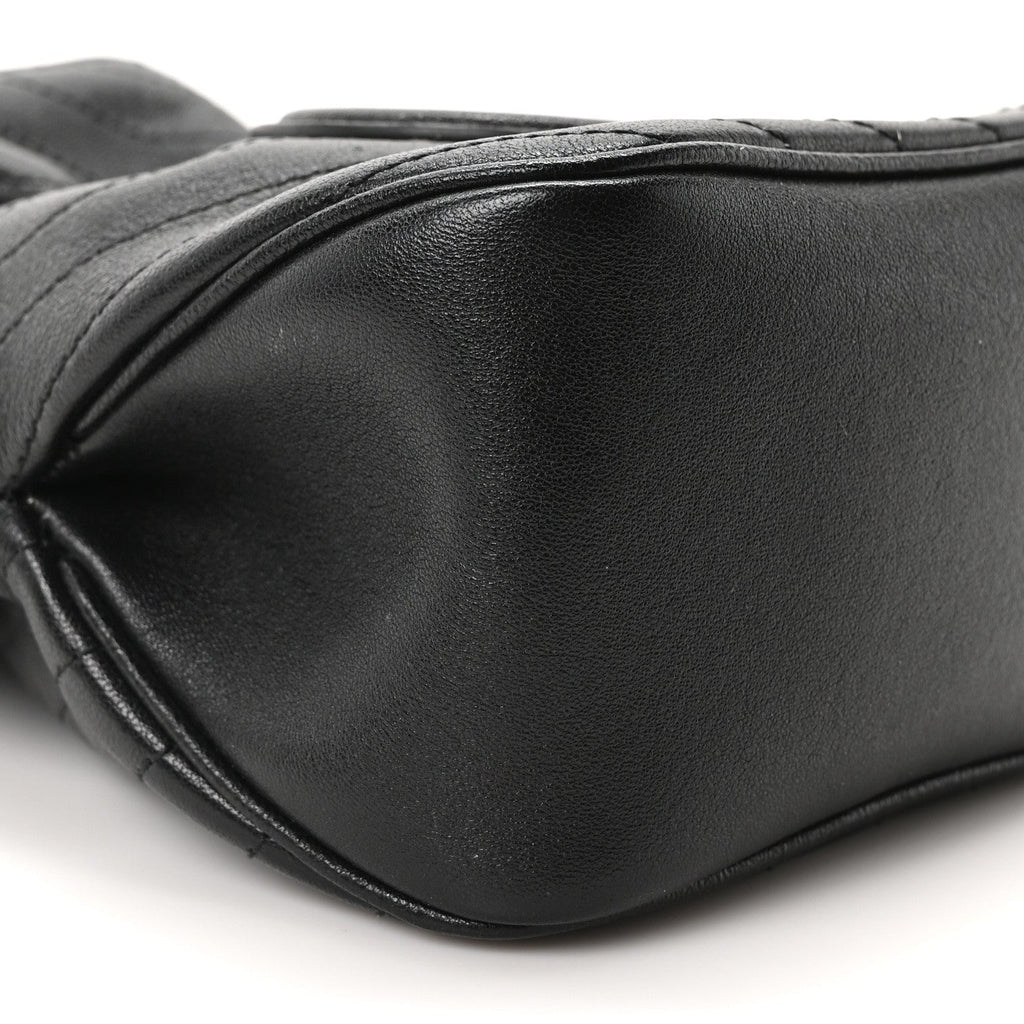 Sakai Be Green Calfskin Diagonal Stitched Mini Blondie Bucket Bag Black