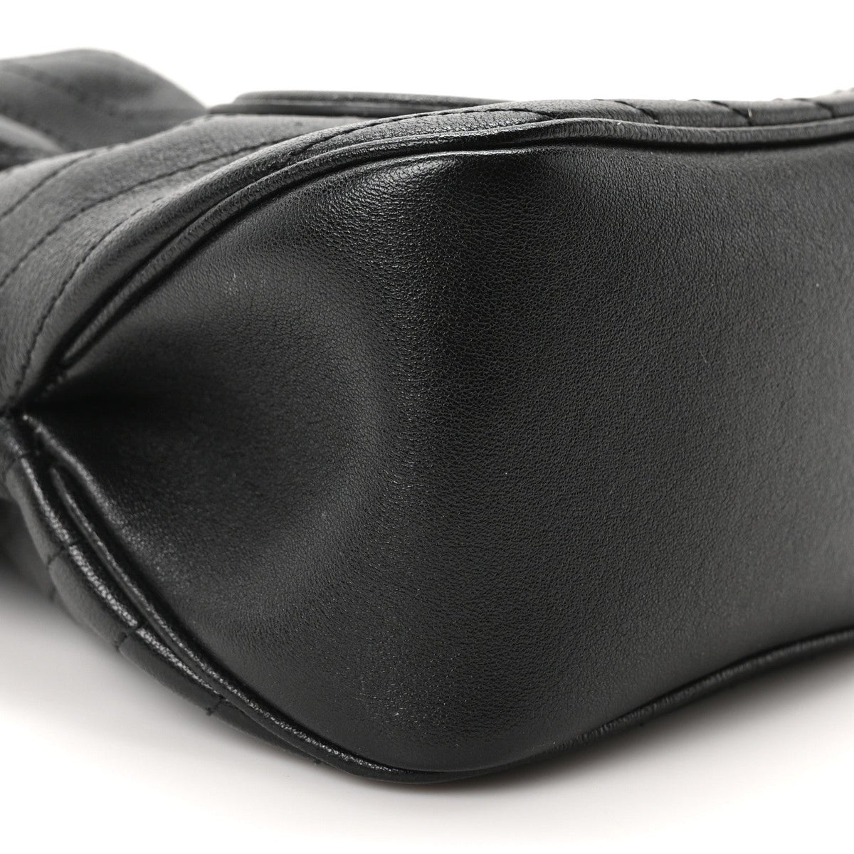 Sakai Be Green Calfskin Diagonal Stitched Mini Blondie Bucket Bag Black