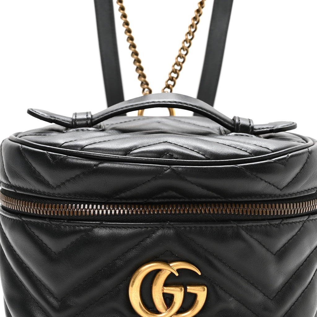 Calfskin Matelasse Mini GG Marmont Round Backpack Black