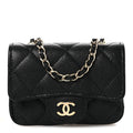 Caviar Quilted Mini Chain Belt Bag Black