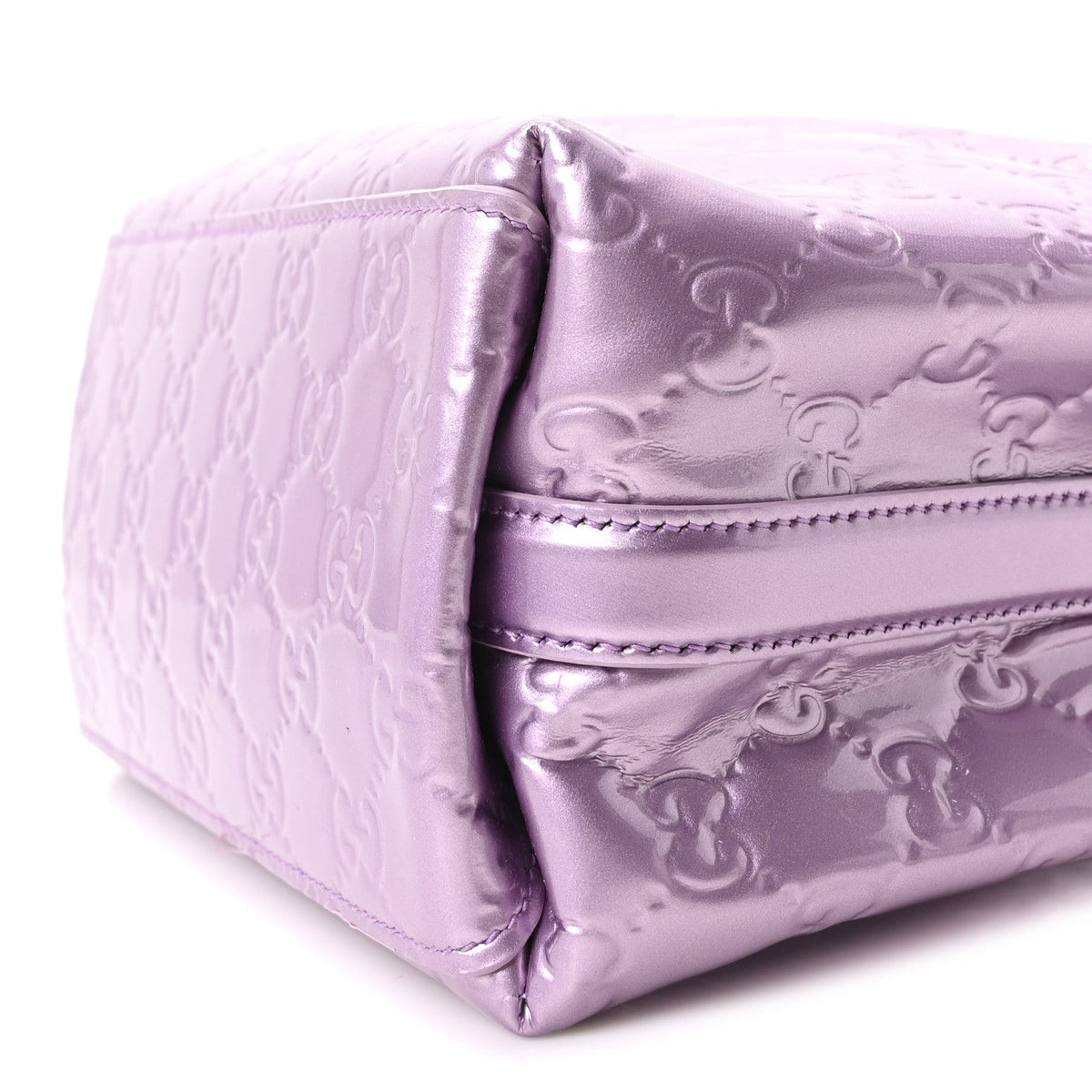 Patent GG Guccissima Emblem Small Bucket Bag Purple