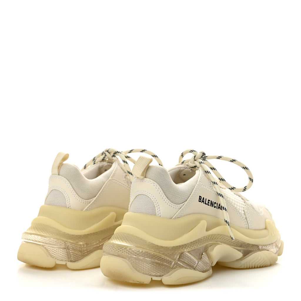 Fabric Mesh Clear Sole Womens Triple S Sneakers 37 White