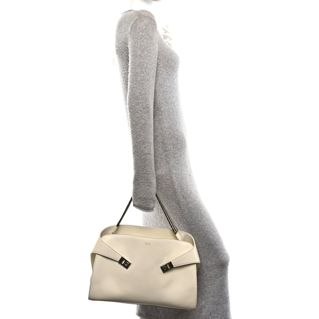 Lambskin Braided Large Hug Bag Mascarpone
