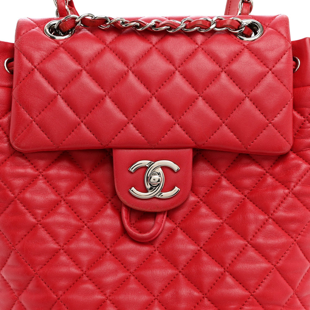 Lambskin Quilted Small Urban Spirit Backpack Red