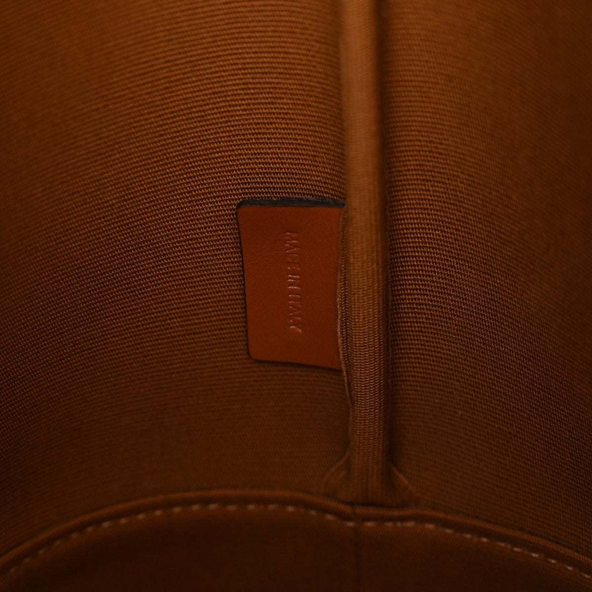 Triomphe Canvas Calfskin Small Bucket Bag Tan