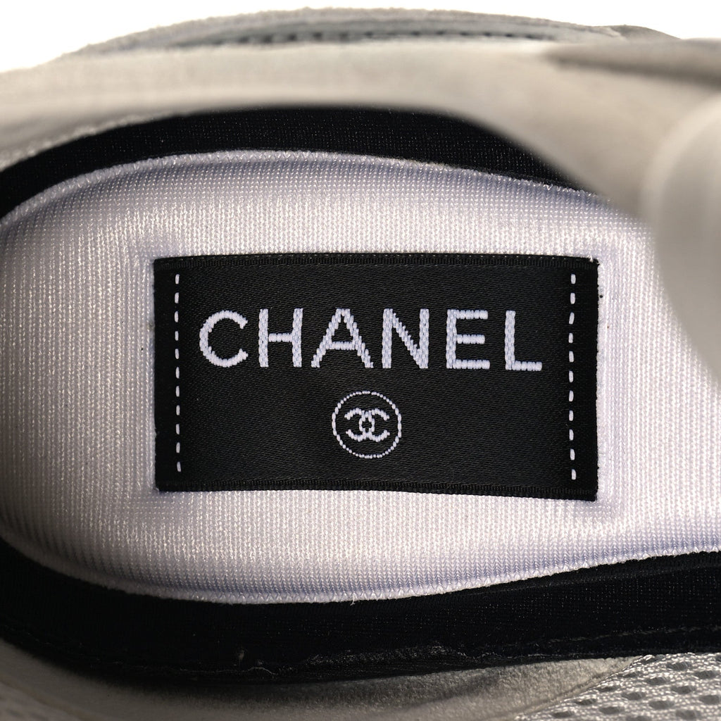 Laminated Calfskin Suede CC Sneakers 39.5 Silver Light Grey