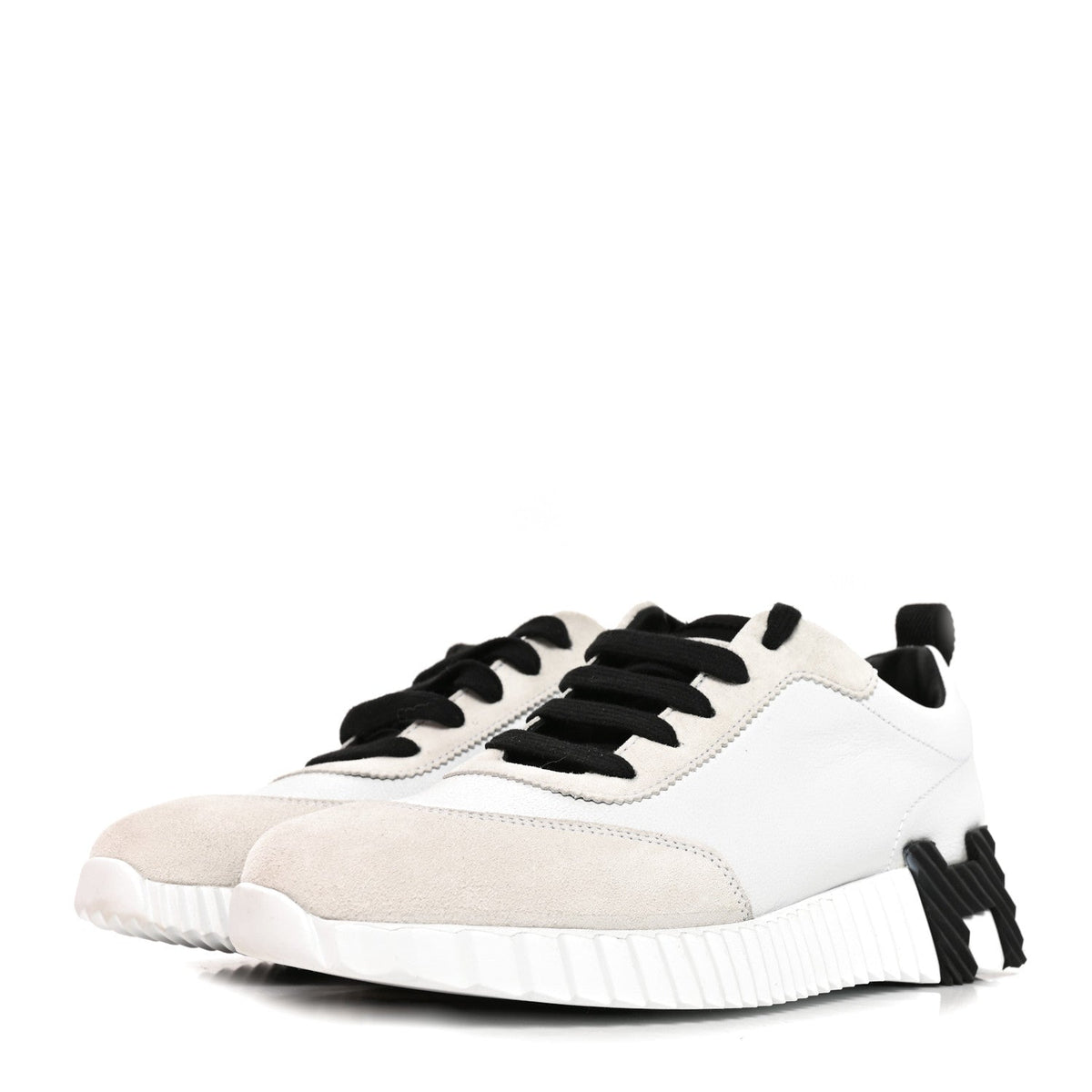 Calfskin Suede Goatskin Bouncing Sneakers 37.5 White Black