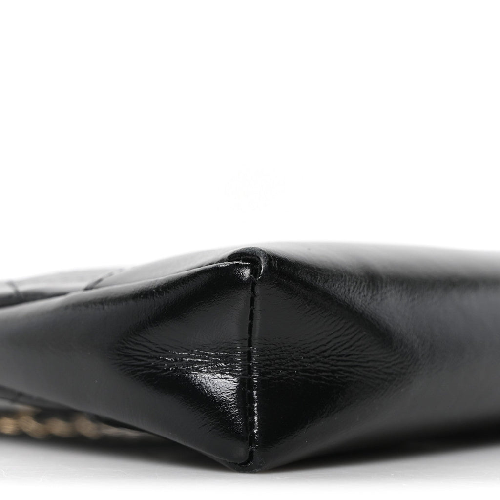 Shiny Crumpled Calfskin Quilted Nano 31 Shopping Bag Black