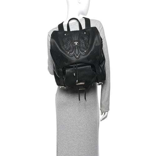 Calfskin Cross Patch Feurknee Backpack  Black