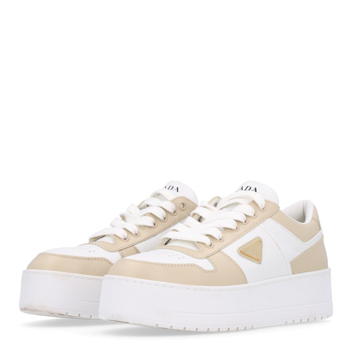 Vitello Rois Triangle Womens Downtown Platform Low Top Sneakers 41 Beige White