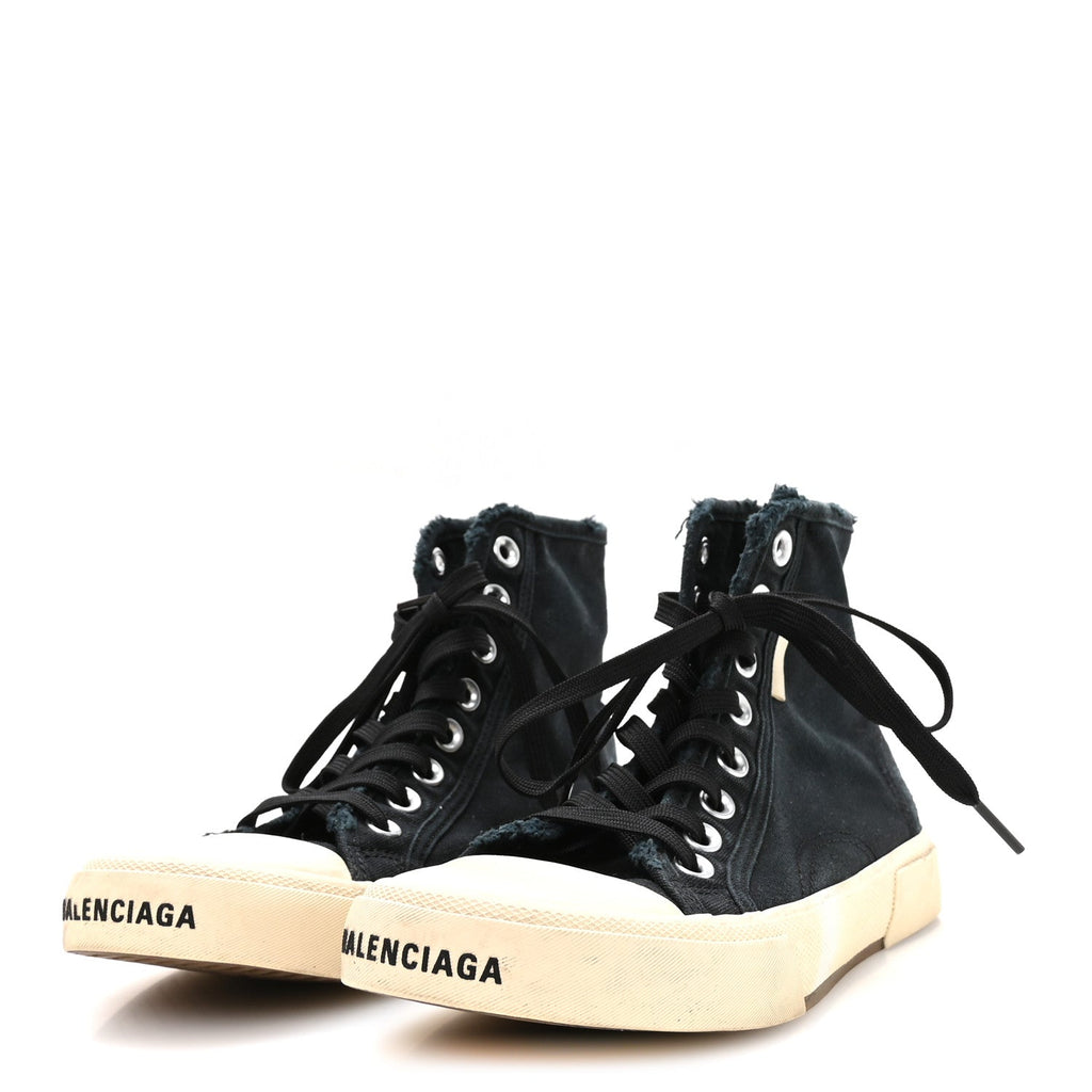 Canvas Distressed Womens Paris High Top Sneakers 38 Black