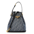 Denim Oblique Jacquard Medium C'est Chain Bucket Bag Denim Blue