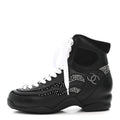 Calfskin Mesh Strass Womens CC Sneakers 37 Black Silver