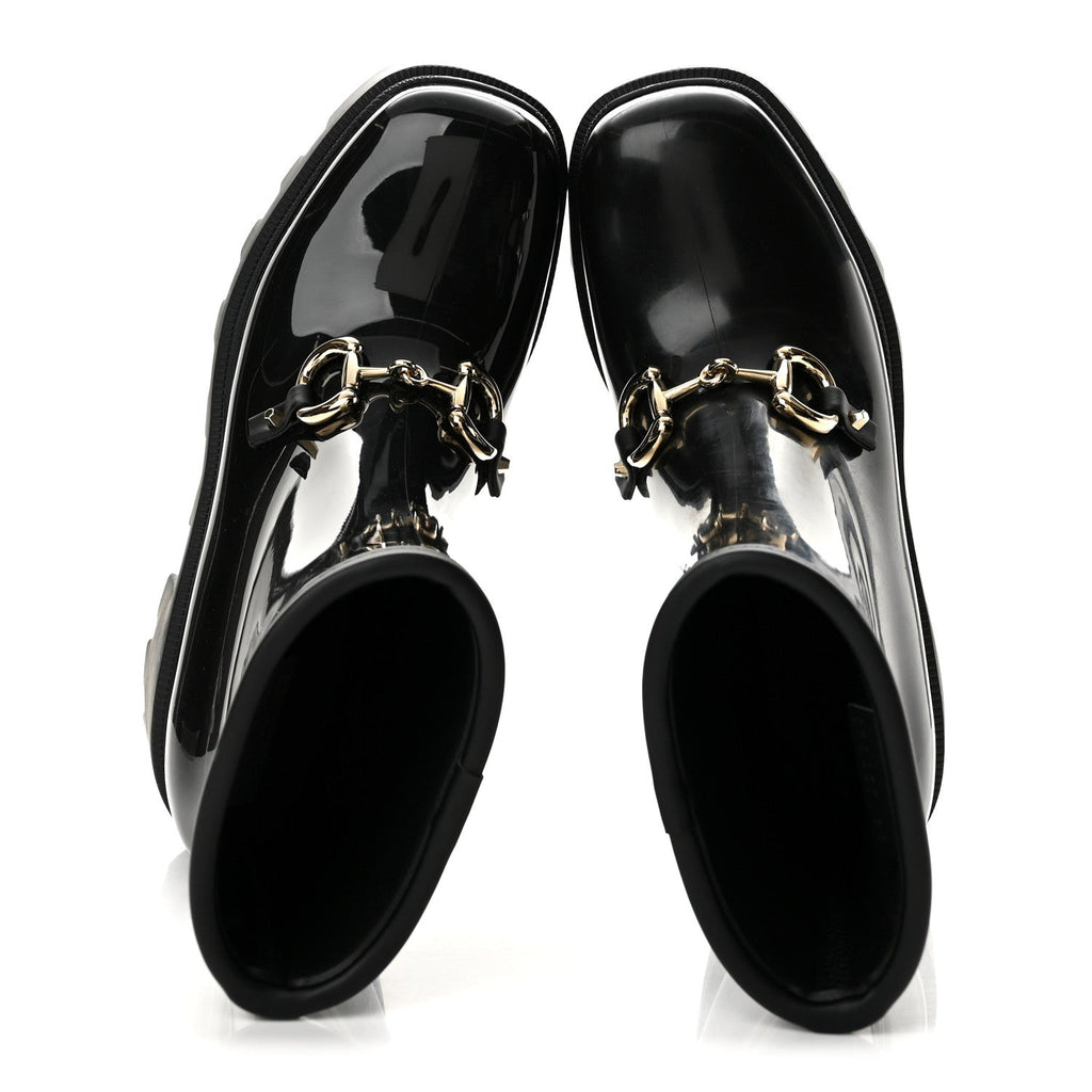 Rubber Womens Horsebit Ankle Boots 38 Black