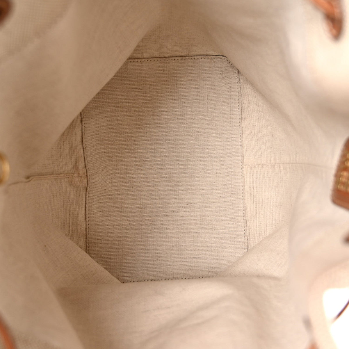 Canvas Calfskin Bucket Bag Natural Brandy