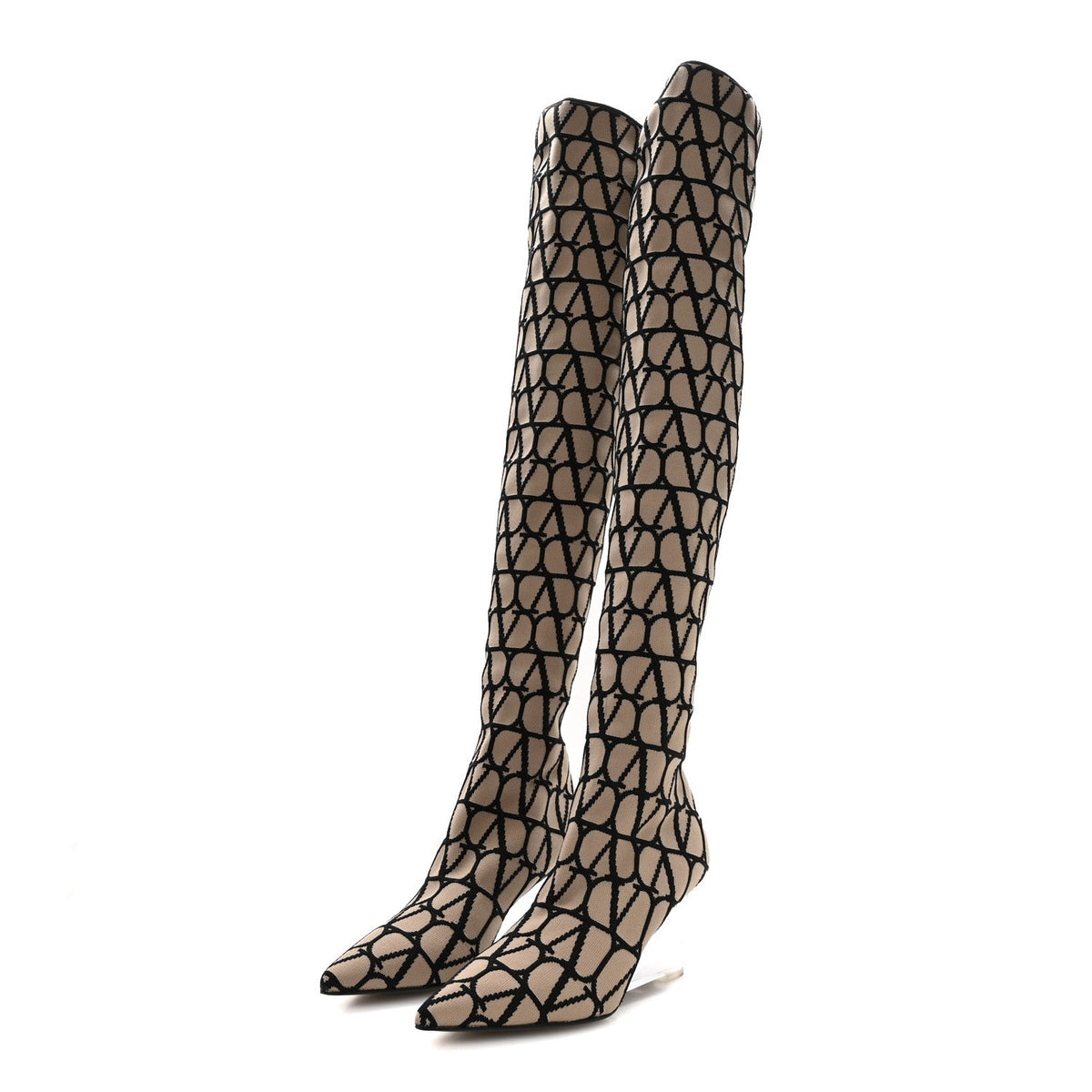 Toile Iconographe Calfskin Vlogo Over the Knee 70mm Boots 37.5  Naturale Nero
