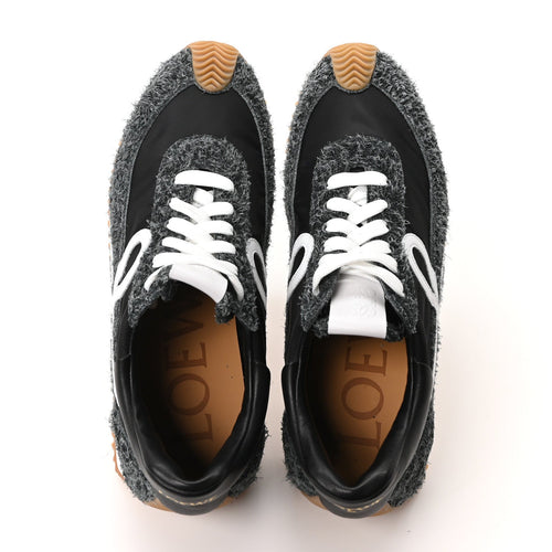 Brushed Suede Nylon Flow Runners Sneakers 40 Raw Denim