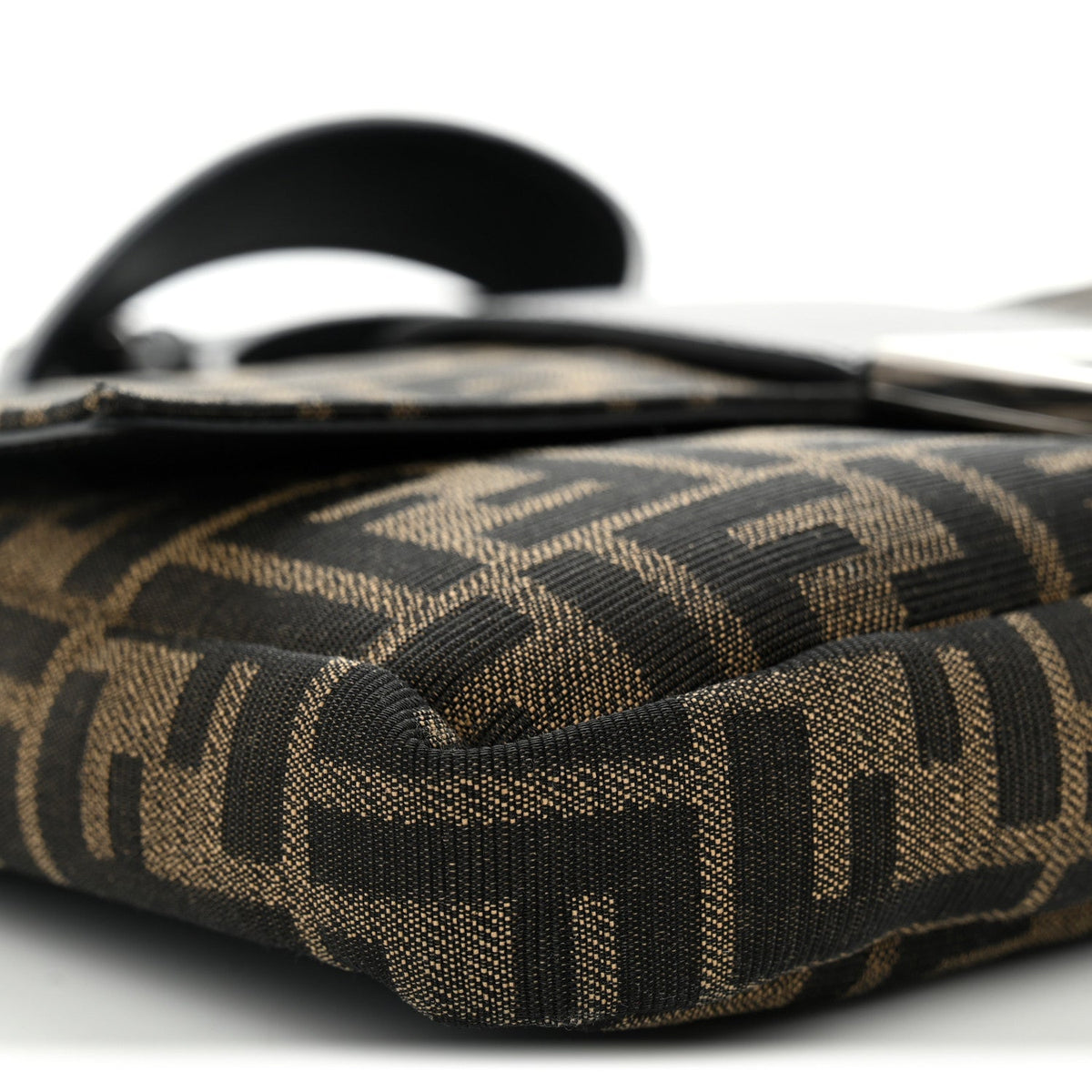 Fabric Jacquard FF 1974 Belt Baguette Bag Tobacco Moro Black