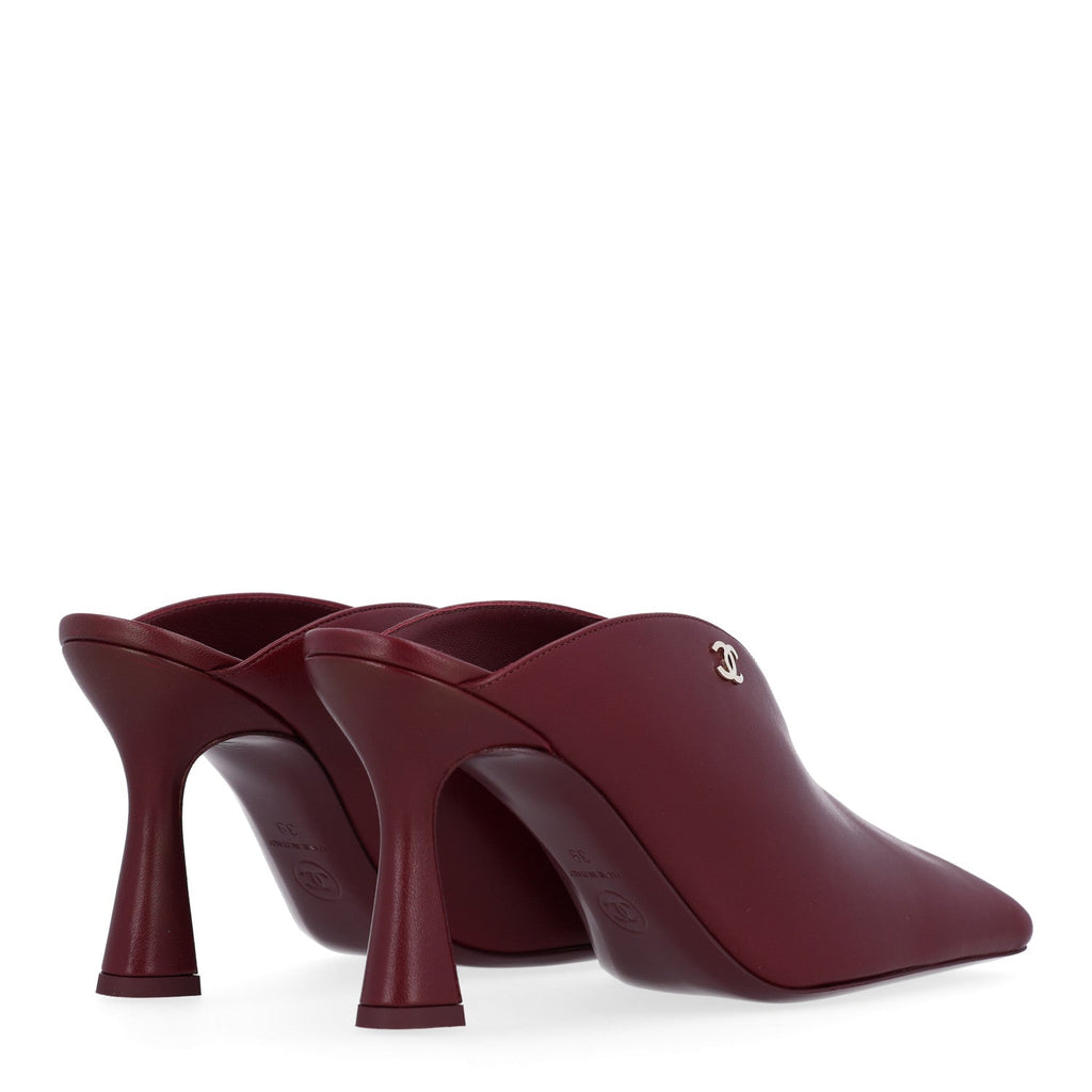 Lambskin CC Mules 38.5 Dark Burgundy Light Green