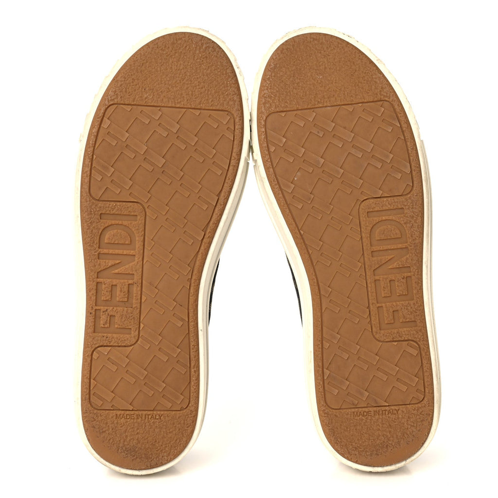 Fabric Jacquard FF Womens Domino Low Top Sneakers 36 Tobacco