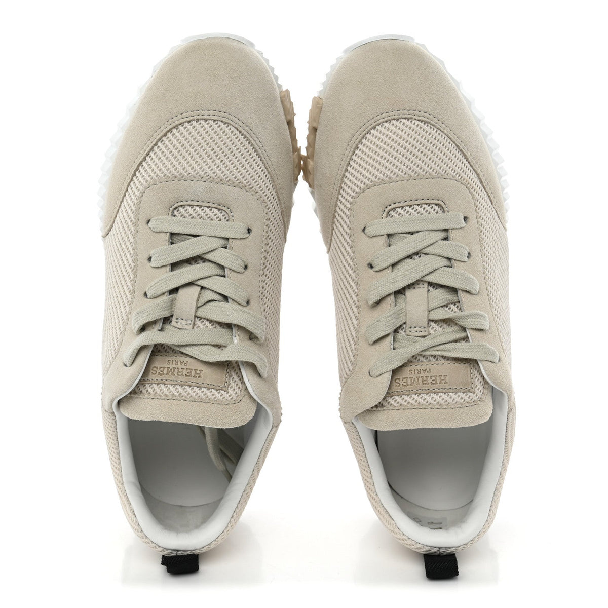Textured Mesh Suede Goatskin Womens Bouncing Sneakers 37.5 Beige Glasie