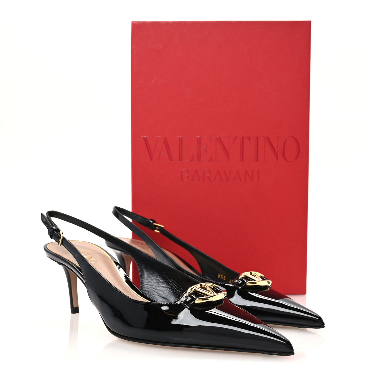 Patent Signature VLogo Slingback 65mm Pumps 37.5 Black
