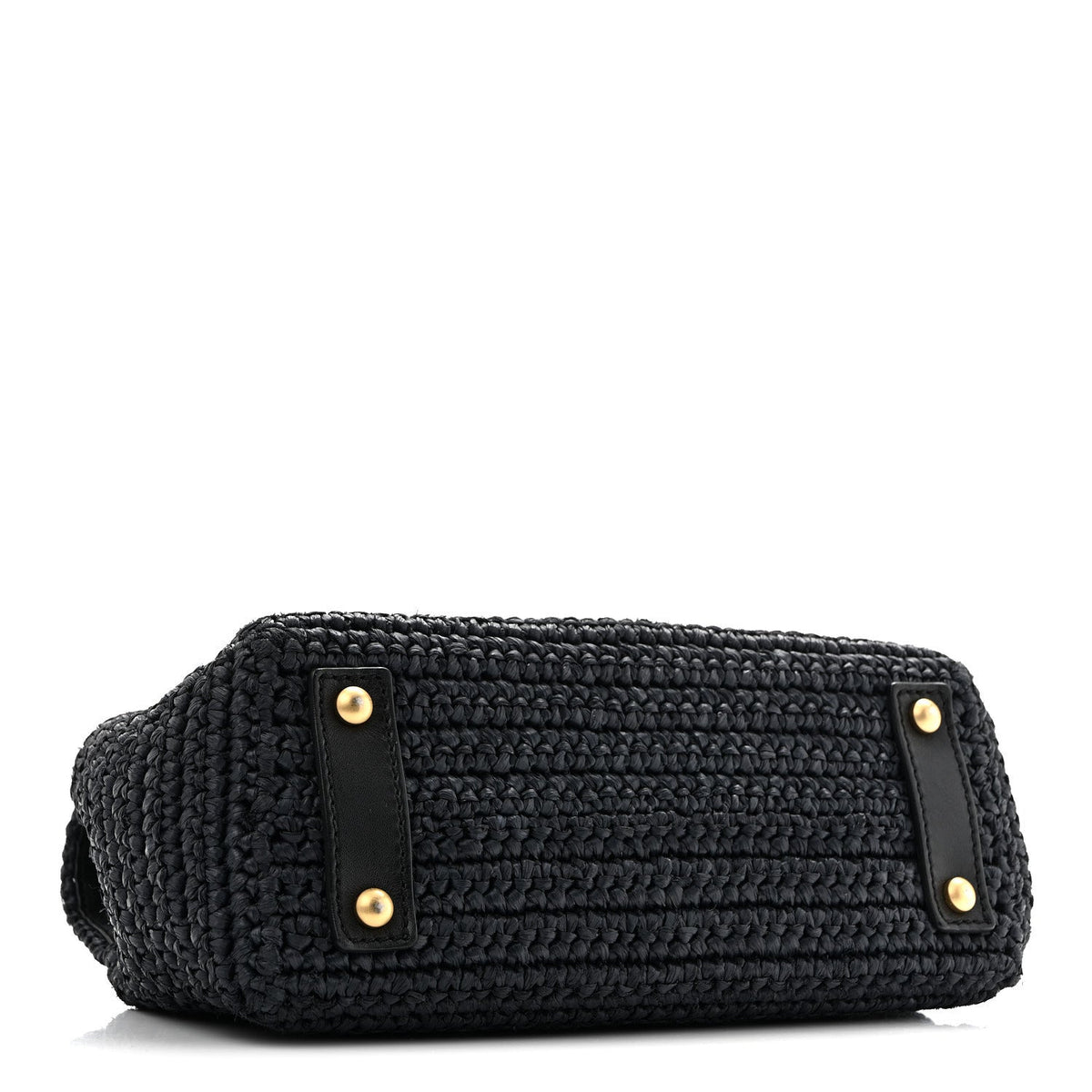 Straw Raffia Shoulder Bag Navy Blue