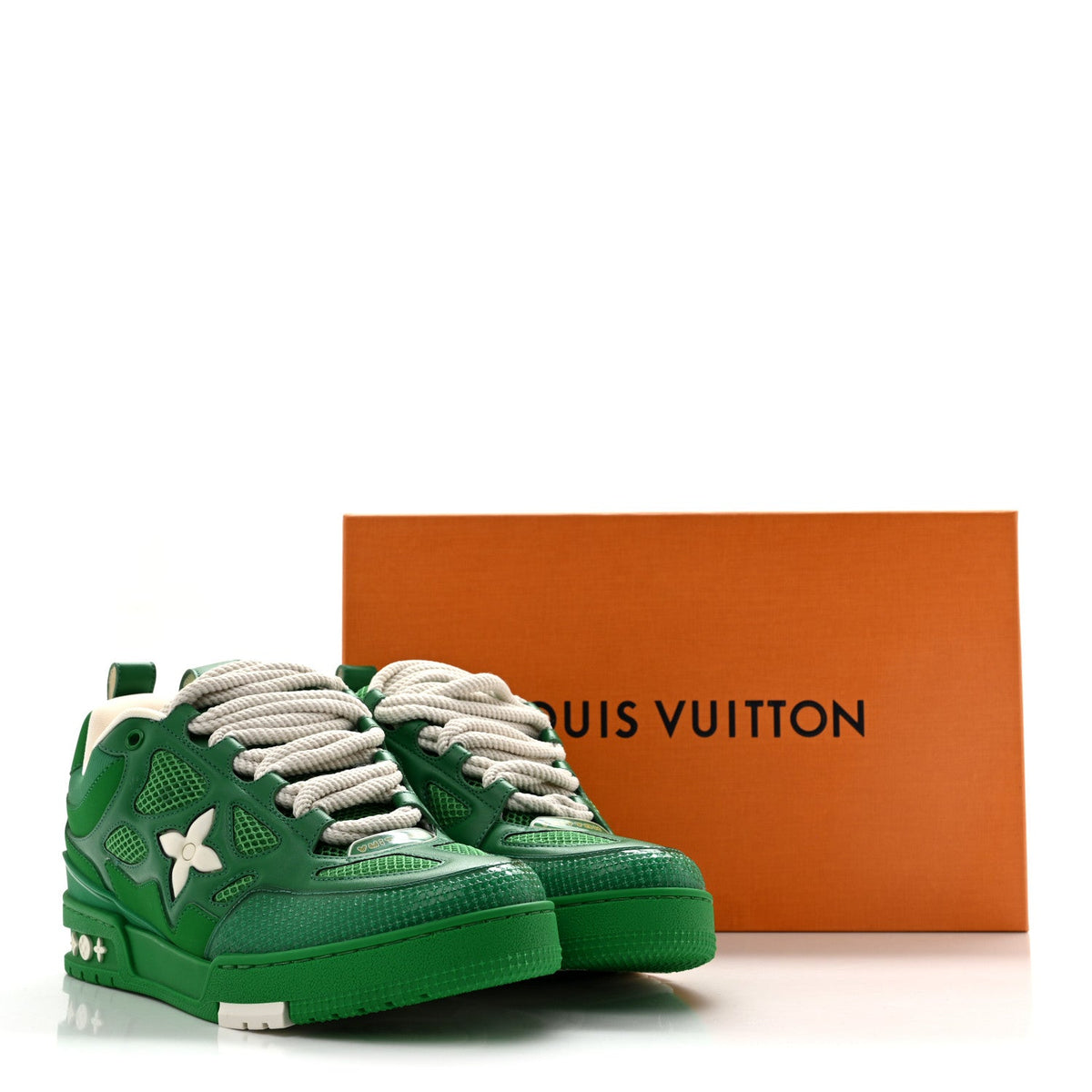Calfskin Mesh Mens LV Skate Sneaker 7.5 Green