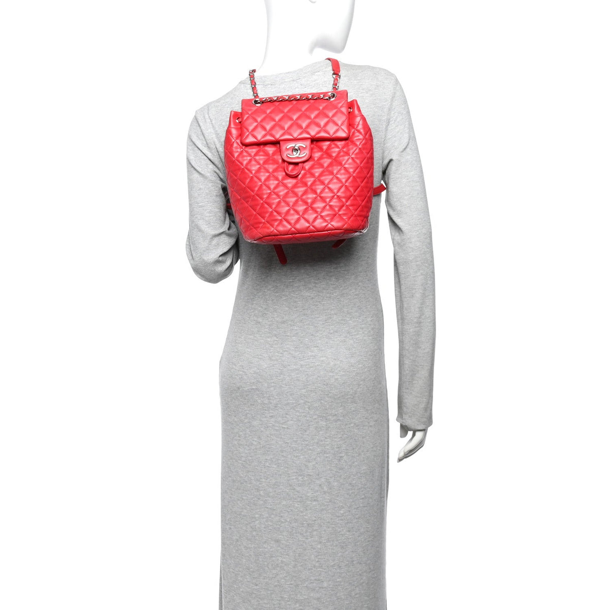 Lambskin Quilted Small Urban Spirit Backpack Red