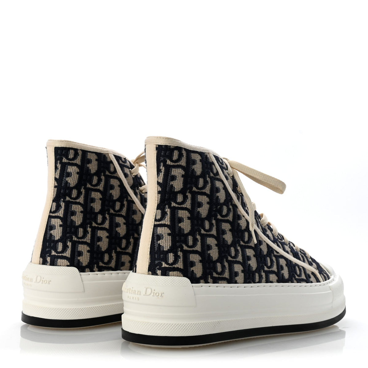 Technical Knit Calfskin Oblique Womens Walk'n Dior High Top Sneakers 41 Deep Blue
