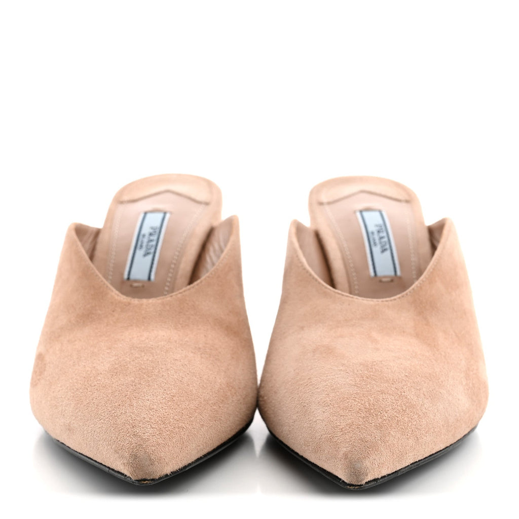 Suede Pointed Toe Mules 36 Dark Rose