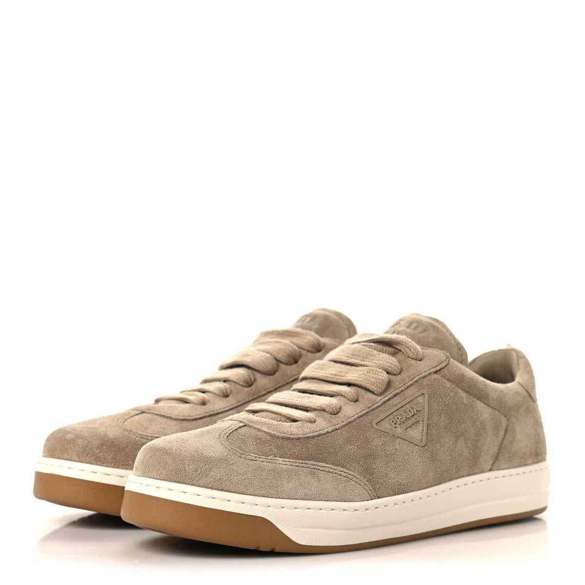 Suede Triangle Womens Low Top Sneakers 38.5 Beige