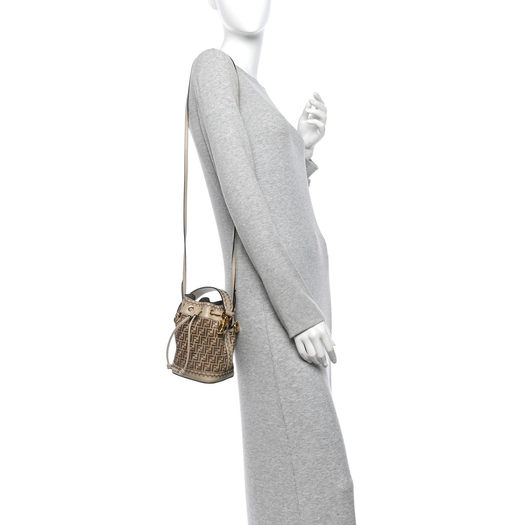 Suede Vitello Grace F is Fendi Micro FF Mini Mon Tresor Bucket Bag Nude Spring Maya