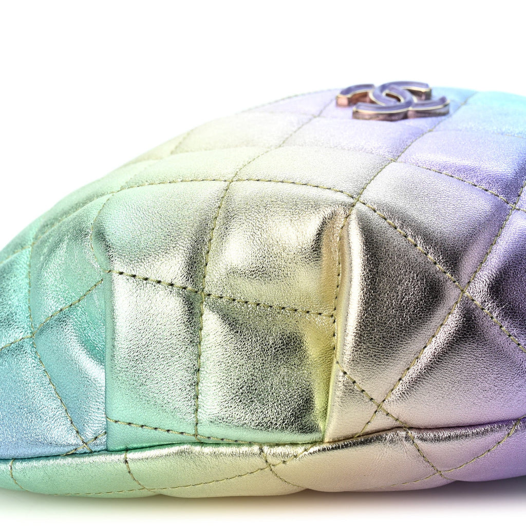 Gradient Metallic Lambskin Quilted Walking Mood Waist Bag Fanny Pack Pink Purple Green