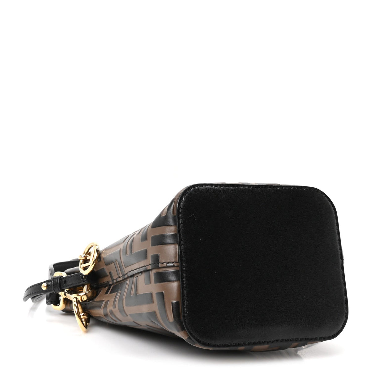 Vitello Liberty F is Fendi Bi-Color FF 1974 Embossed Mini Mon Tresor Bucket Bag Maya Black