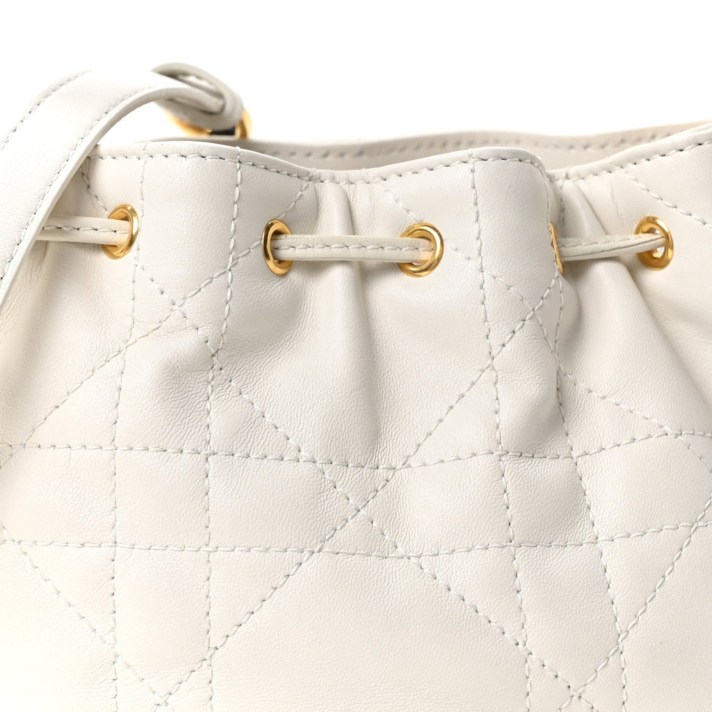 Lambskin Macrocannage Jolie Bucket Bag Latte