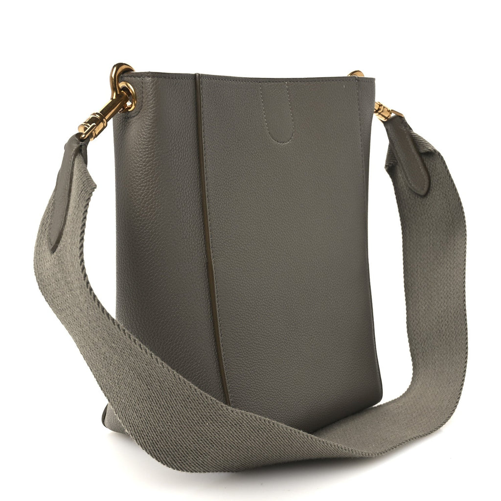 Soft Grained Calfskin Small Sangle Bucket Bag Taupe