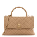 Caviar Quilted Medium Coco Handle Flap Beige