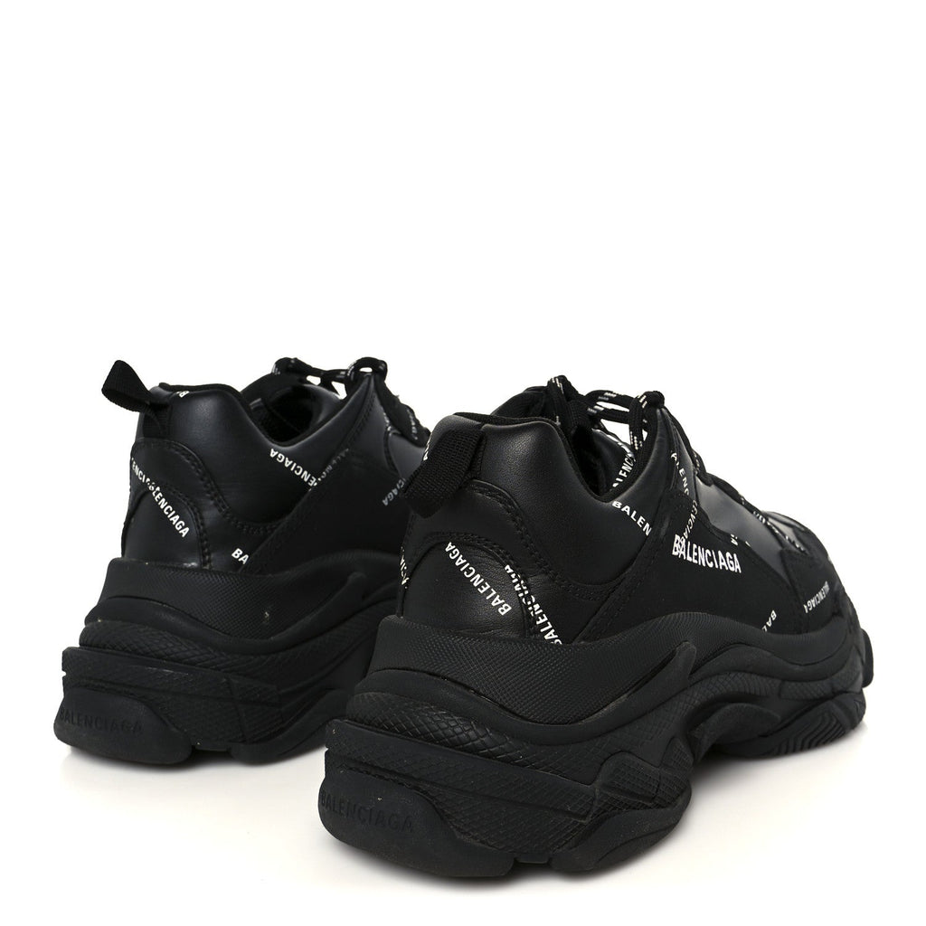 Technical Fabric Allover Logo Womens Triple S Sneakers 37 Black White
