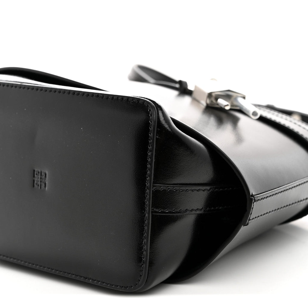 Box Calfskin Shark Lock Bucket Bag Black