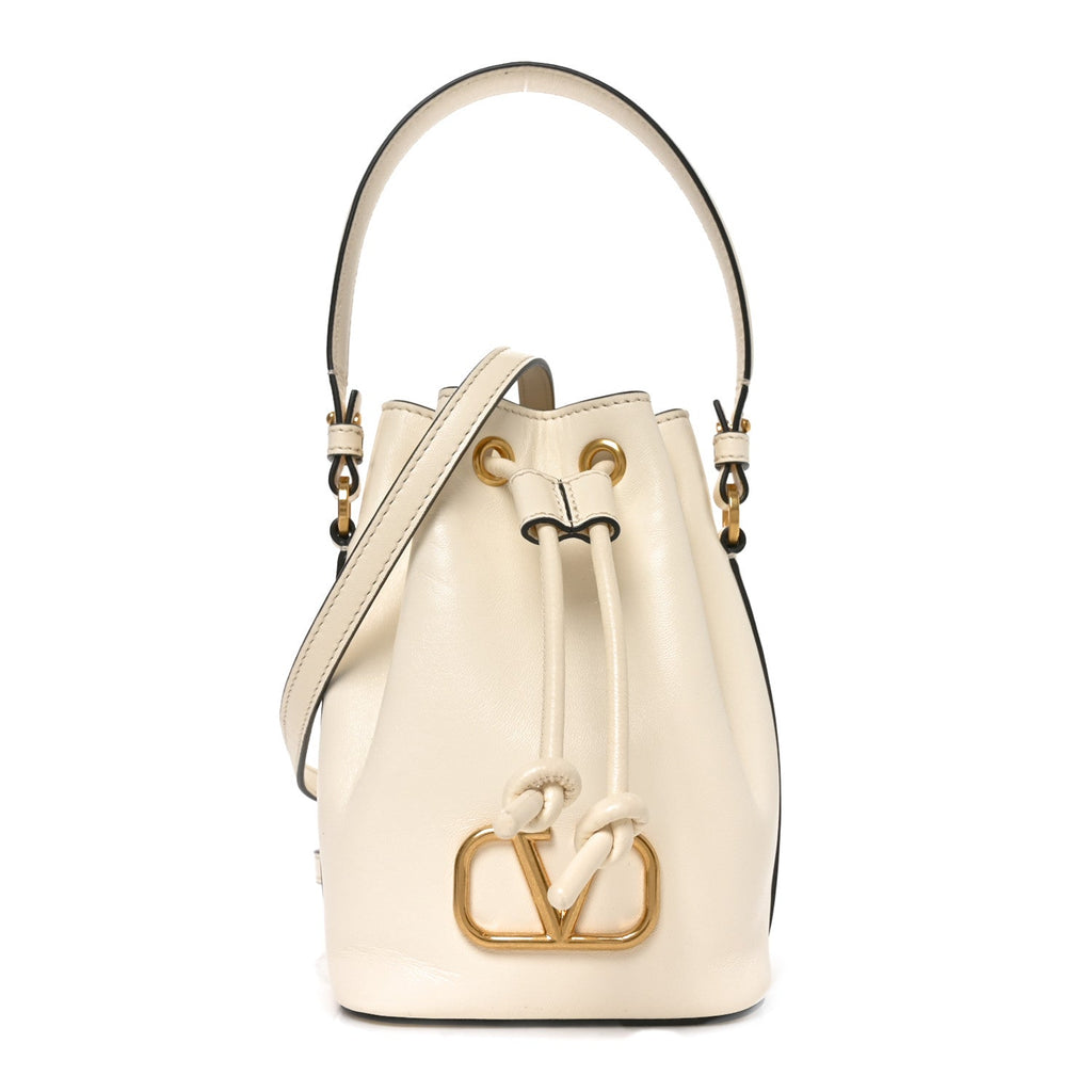 Nappa Mini VLogo Signature Bucket Bag Light Ivory