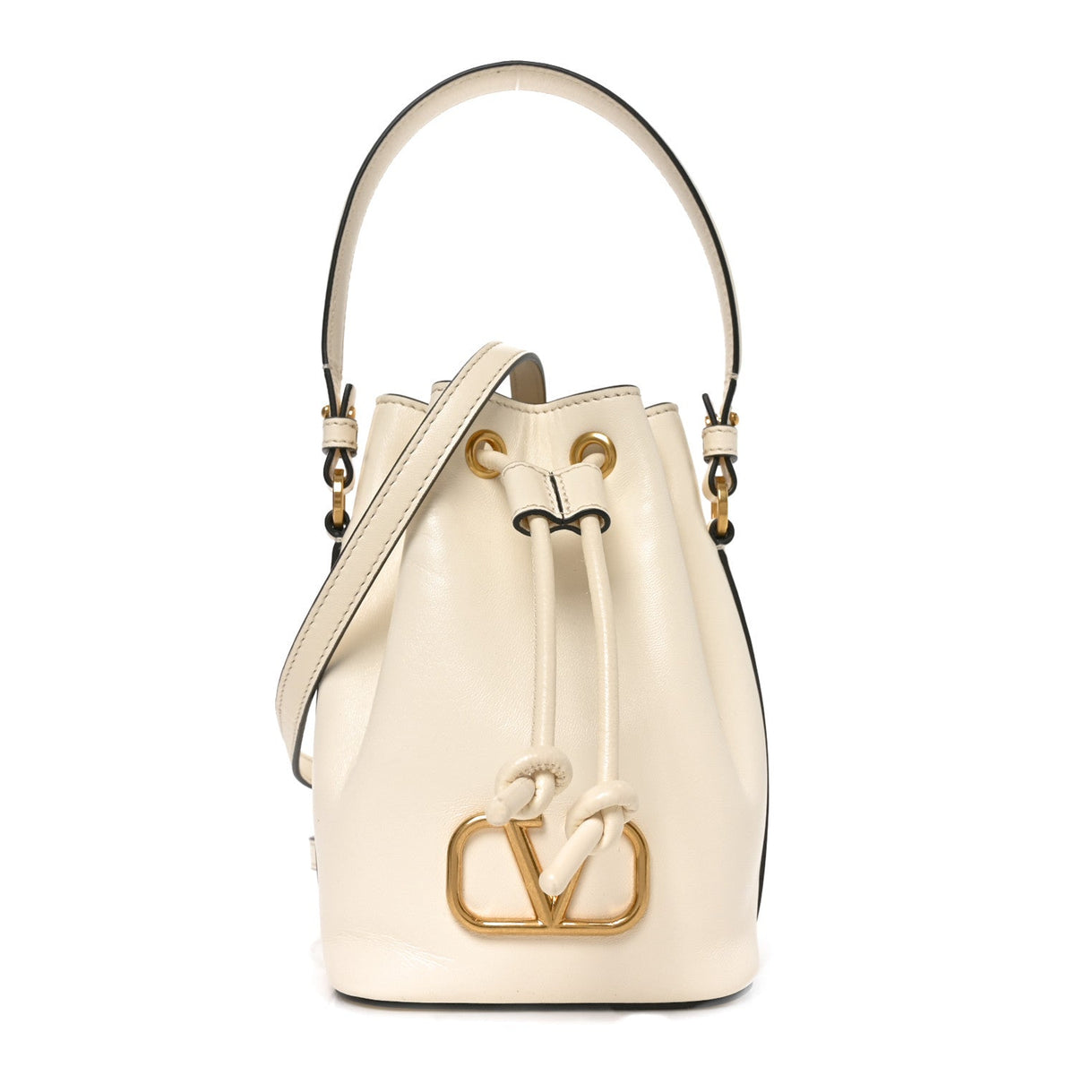 Nappa Mini VLogo Signature Bucket Bag Light Ivory