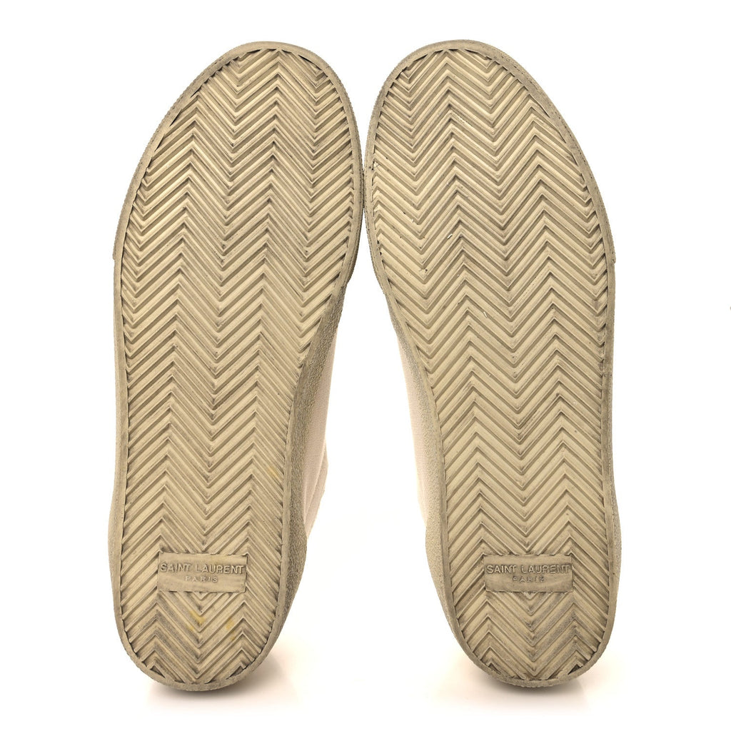 Distressed Canvas Court Classic Sneakers 42 Panna