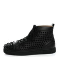 Calfskin Mens Louis Spikes Flat Sneakers 43.5 Black