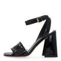 Patent Calfskin Shake Sandals 36 Black