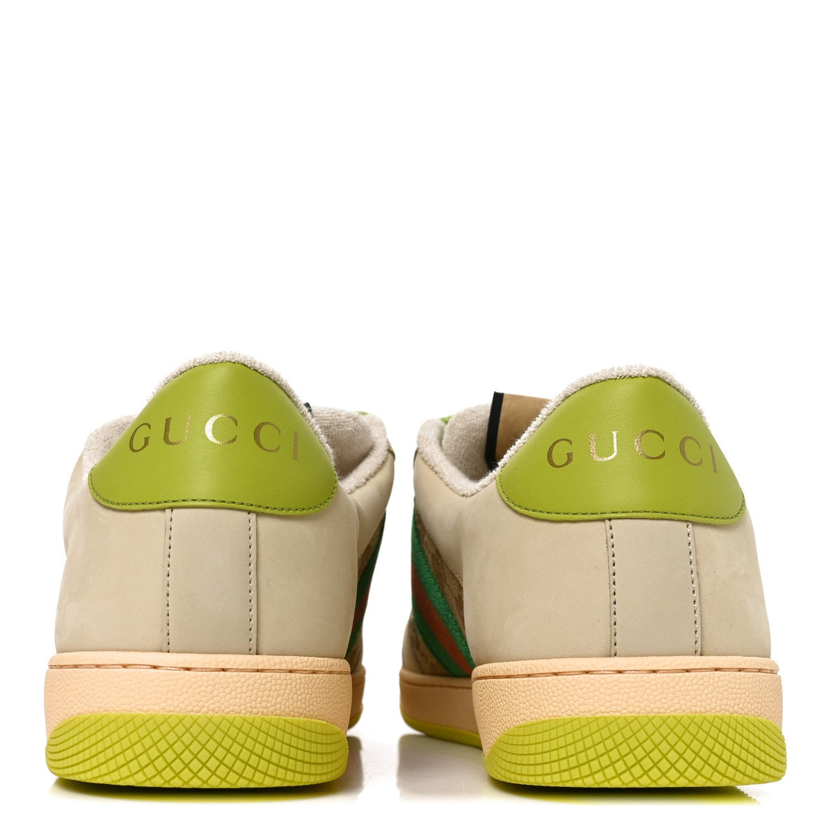 Nubuck Monogram Web Mens Screener Sneakers  9 Beige Green Multicolor