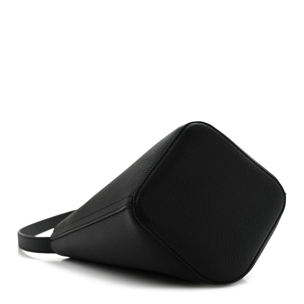 Soft Grained Calfskin Mini Pebble Bucket Bag Black