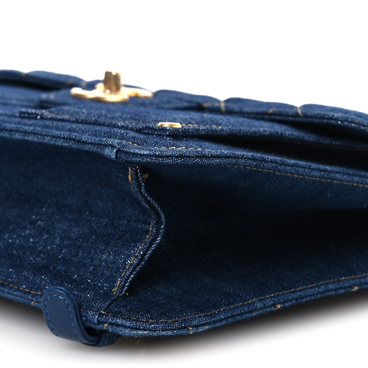 Denim Quilted Double You Backpack Blue Golden