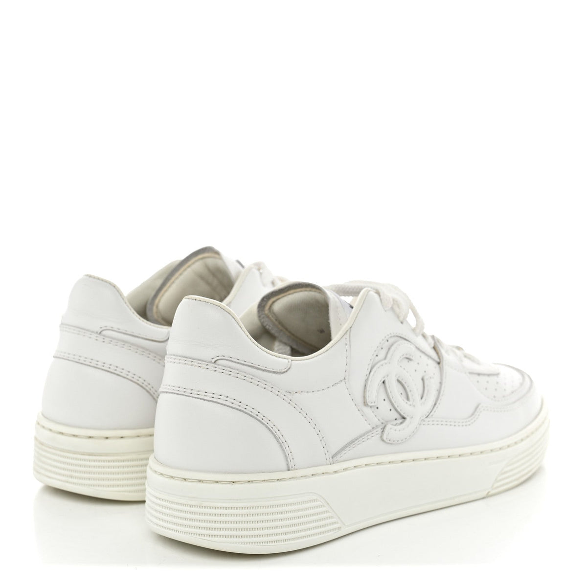 Calfskin Womens CC Sneakers 37 White