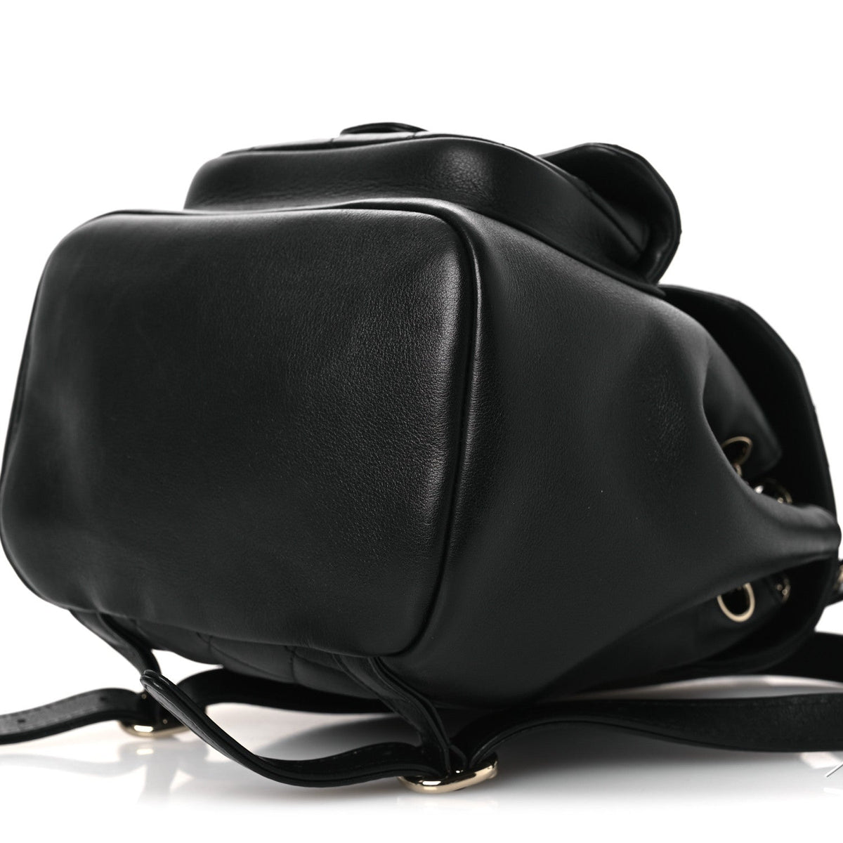 Lambskin Quilted Small Duma Drawstring Backpack Black